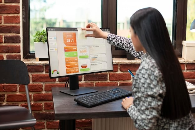 A freelancer using a project management software interface on their computer, showcasing task assignments, progress tracking, and communication features.