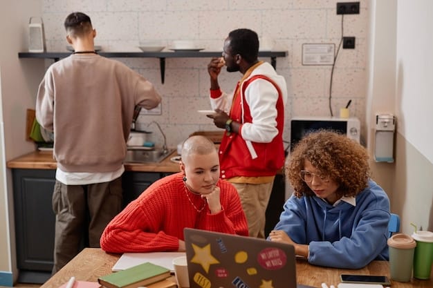 A diverse team of freelancers collaborating on a project in a co-working space. They are engaged and productive, representing the collaborative nature of freelance work.