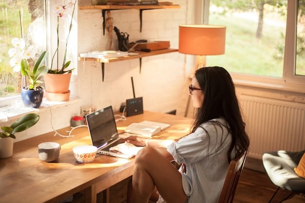 A freelancer working from a sunny home office, with a neatly organized desk. They are crafting their portfolio on a sleek laptop, showcasing their best work and skills. A cup of coffee and a potted plant add a touch of personal flair to the scene, emphasizing the importance of authenticity and individuality in building a personal brand for freelance networking.