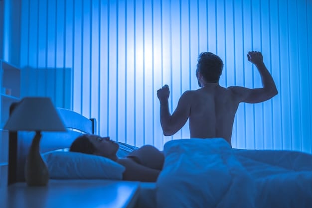 A person sleeping peacefully in a cool, dark room, with just a hint of moonlight filtering through. The bed looks comfortable and inviting.