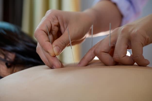 A serene acupuncture session with needles gently placed on a patient's face, illustrating a calm and natural therapy for allergies.