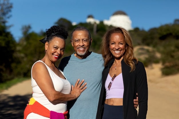 A diverse group of people, spanning different ages and ethnicities, smiling and engaging in healthy activities like walking and light exercise in a park, symbolizing hope, prevention, and an active future free from debilitating illnesses.