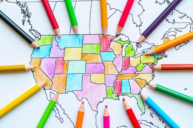 A detailed map of the US highlighting different states with varying colors or patterns, symbolizing the diverse and interconnected nature of teacher certification reciprocity agreements.