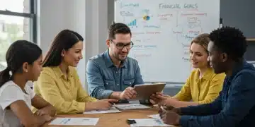 Family learning about financial planning with an instructor