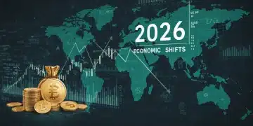 Digital illustration of future economic trends and financial data analysis