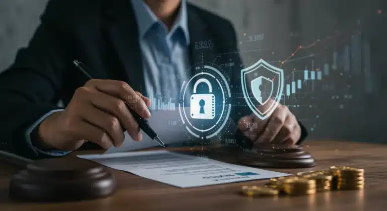 Illustration of new consumer protection laws safeguarding against financial scams