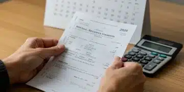 Hands holding Social Security statement with 2026 calendar and calculator