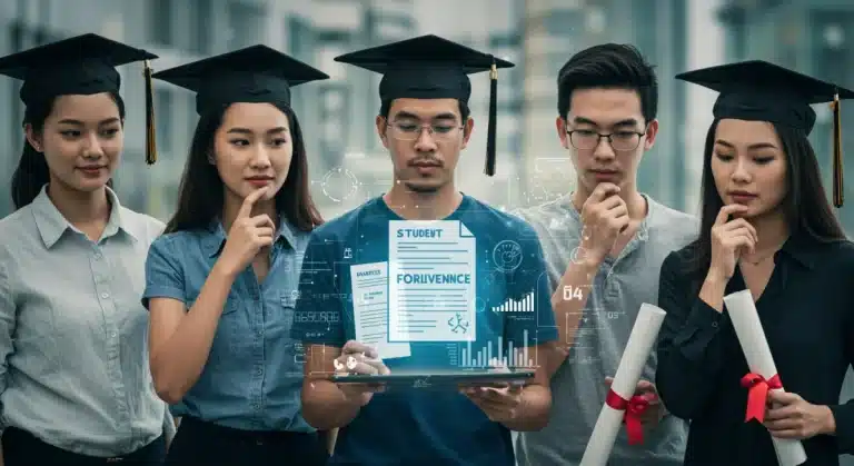 Students reviewing student loan forgiveness program updates on a tablet