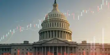 US Capitol building with financial charts, representing the 2026 tax bill debate and its economic impact.